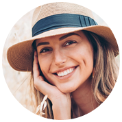 smiling young girl wearing hat stock image