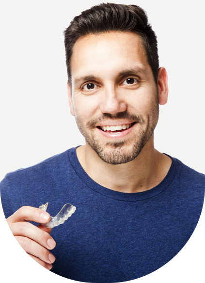 stock image of male model with invisalign clip